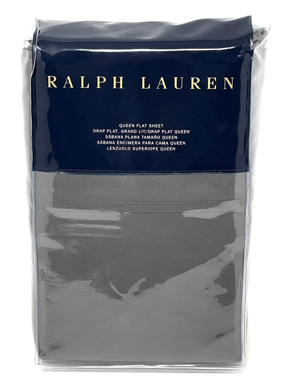 Ralph Lauren RL 464 Thread Count Percale QUEEN Flat Sheet Modern Charcoal NIP